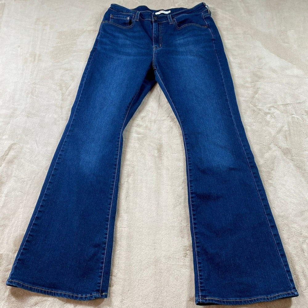 Levis 726 High Rise Flare Jeans Womens 32 Dark Wash Blue Denim Stretch Pants